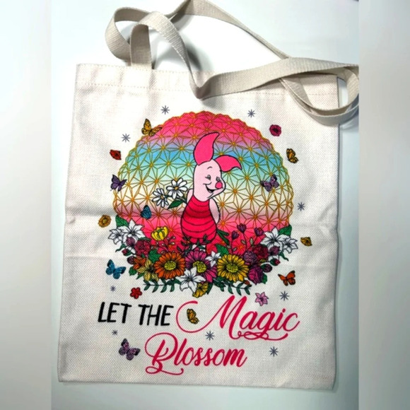 Let The  Magic Blossom/ Piglet Tote Bag 🐷🌼🌸🌺💐✨️🦋 - Picture 5 of 6